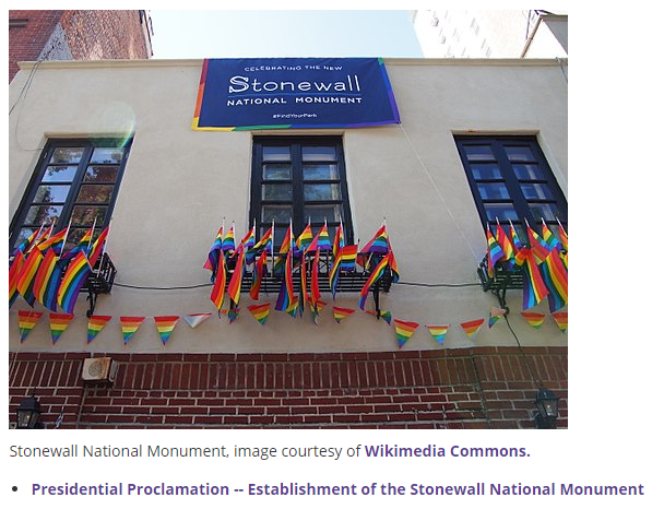 The Stonewall National monument at Pride.